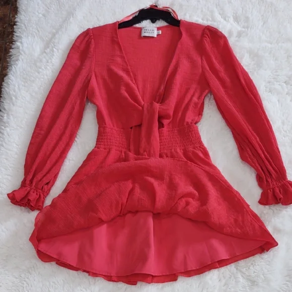 Hello Molly Vibrant Red Ruffle Dress - Picture 15 of 17